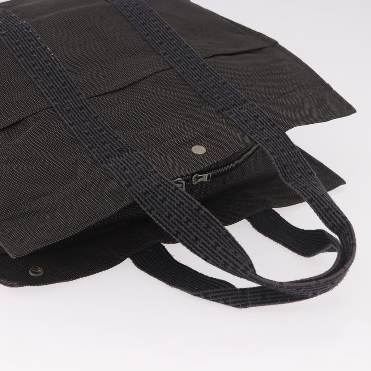 HERMES Her Line GM Tote Bag Canvas Gray Silver Auth 186677