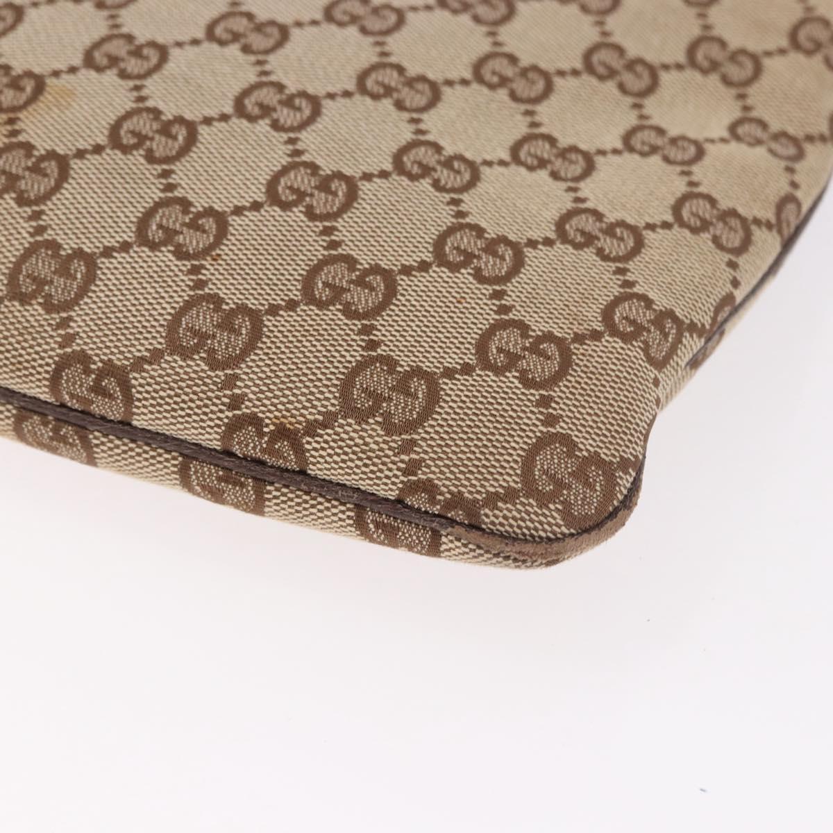 GUCCI GG Canvas Shoulder Bag Beige Silver 113013 Auth 186678