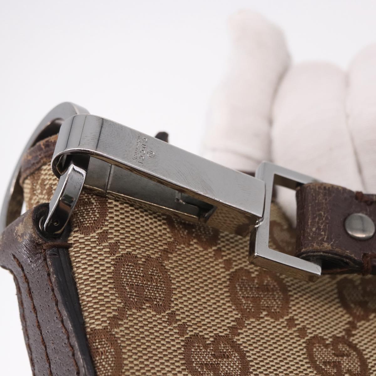 GUCCI GG Canvas Shoulder Bag Beige Silver 113013 Auth 186678