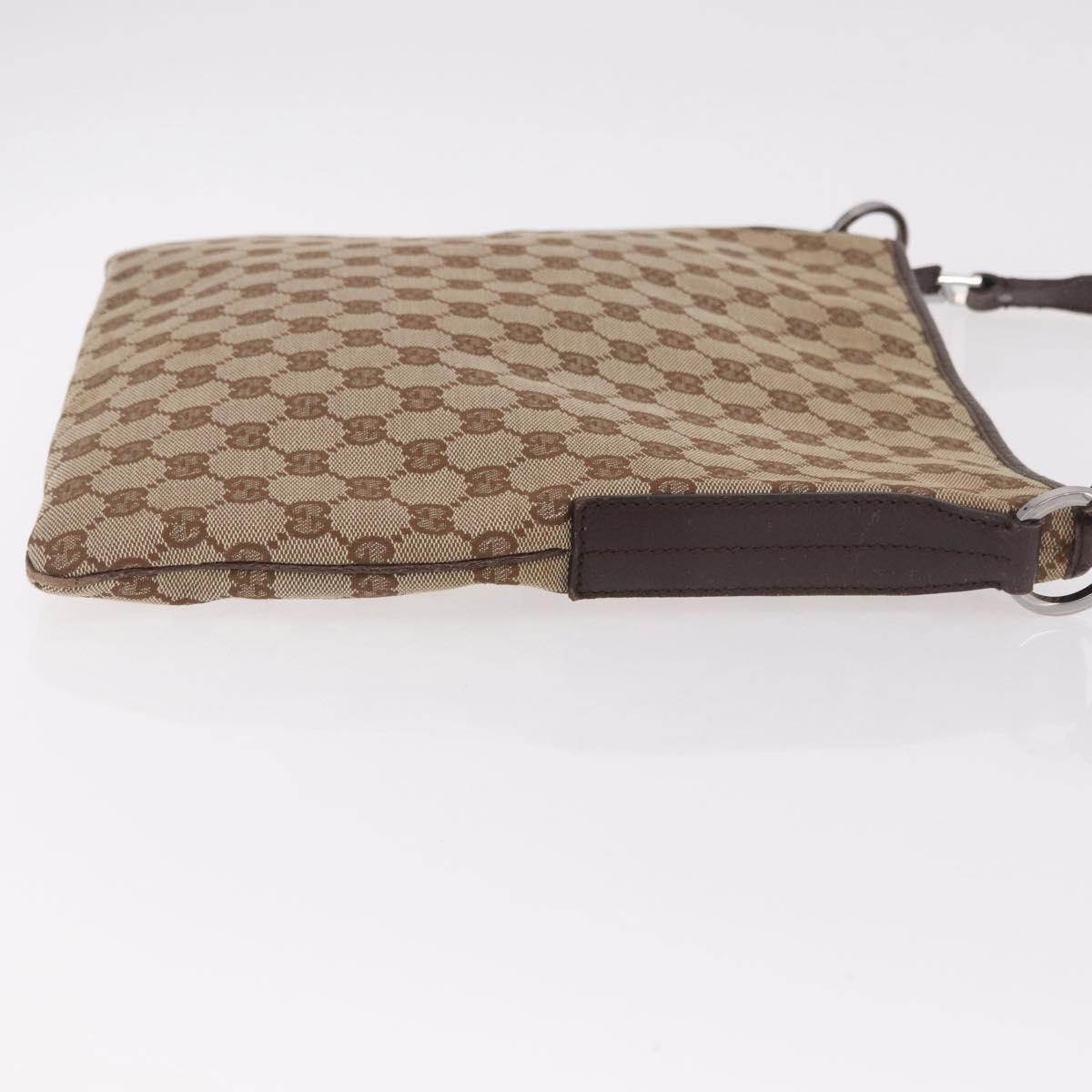 GUCCI GG Canvas Shoulder Bag Beige Silver 113013 Auth 186678