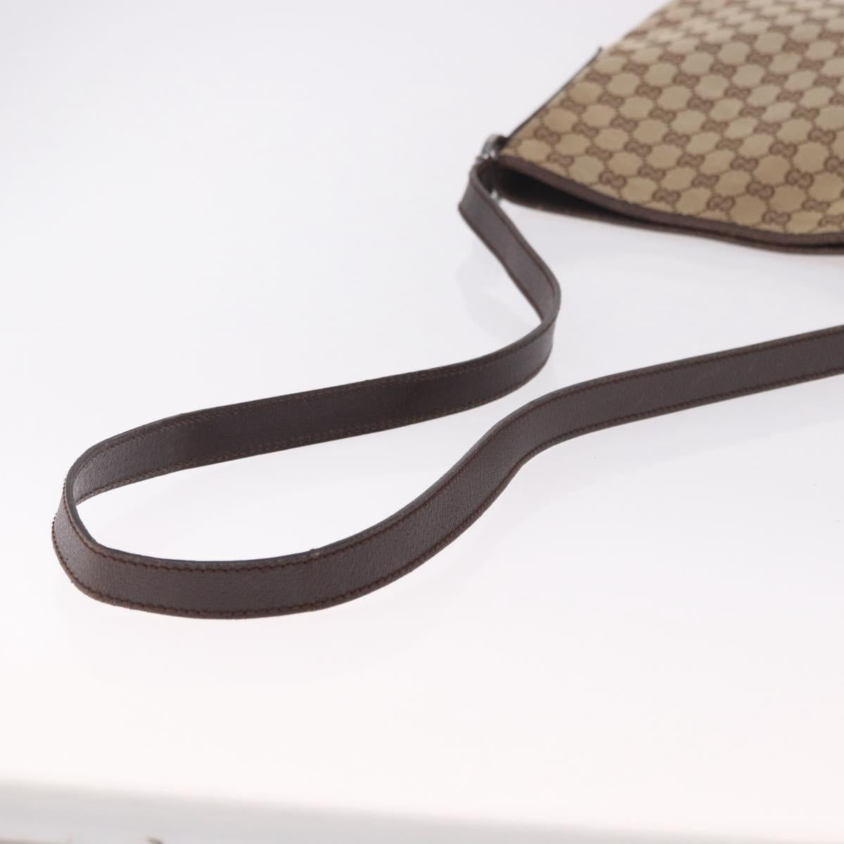 GUCCI GG Canvas Shoulder Bag Beige Silver 113013 Auth 186678