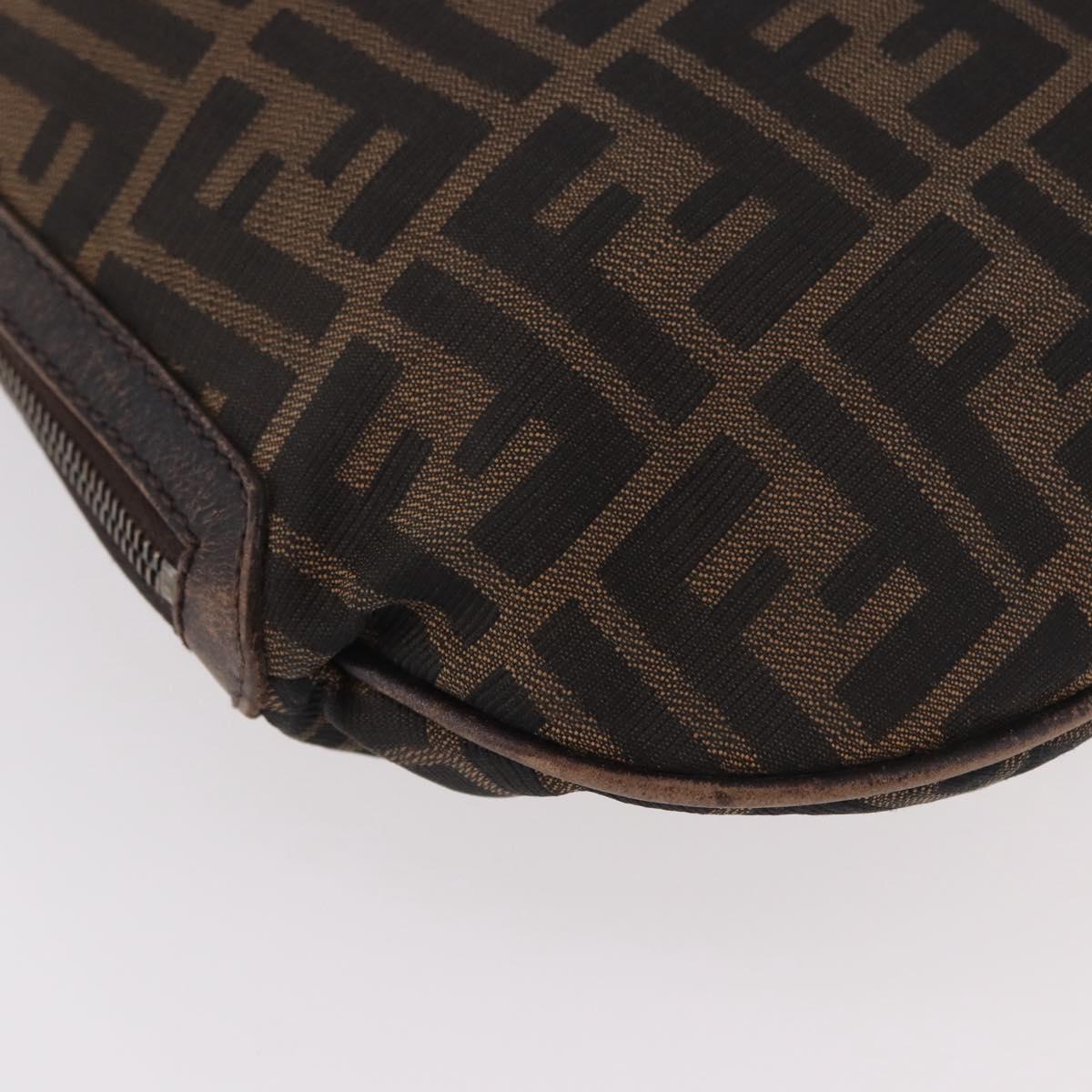 FENDI Zucca Canvas Mamma Baguette Shoulder Bag Brown Black Auth 186679