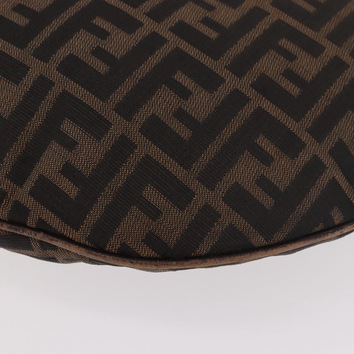FENDI Zucca Canvas Mamma Baguette Shoulder Bag Brown Black Auth 186679