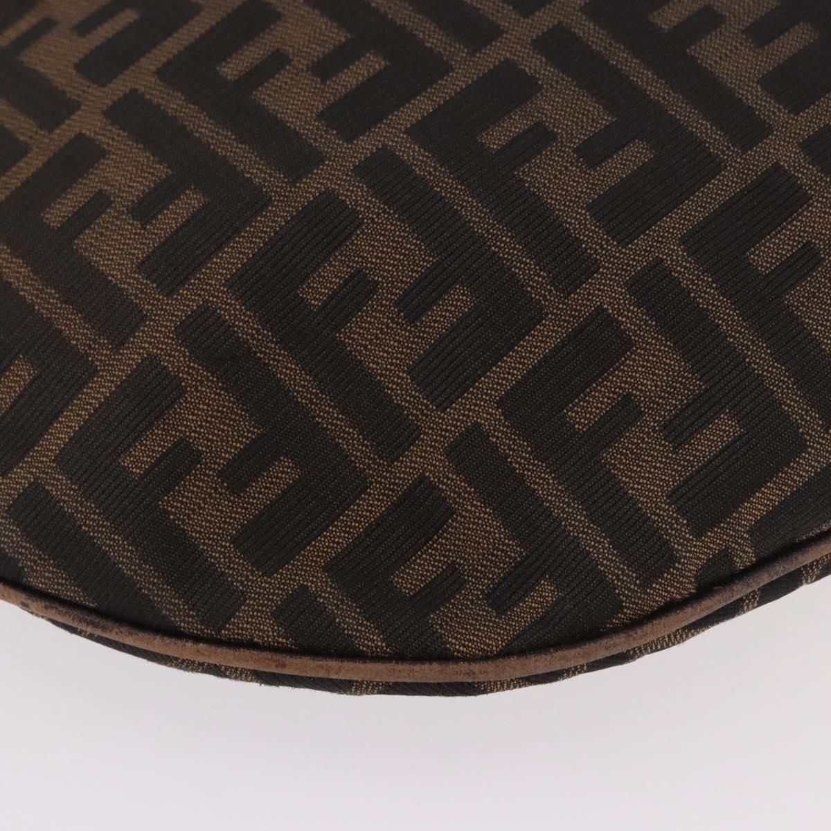FENDI Zucca Canvas Mamma Baguette Shoulder Bag Brown Black Auth 186679