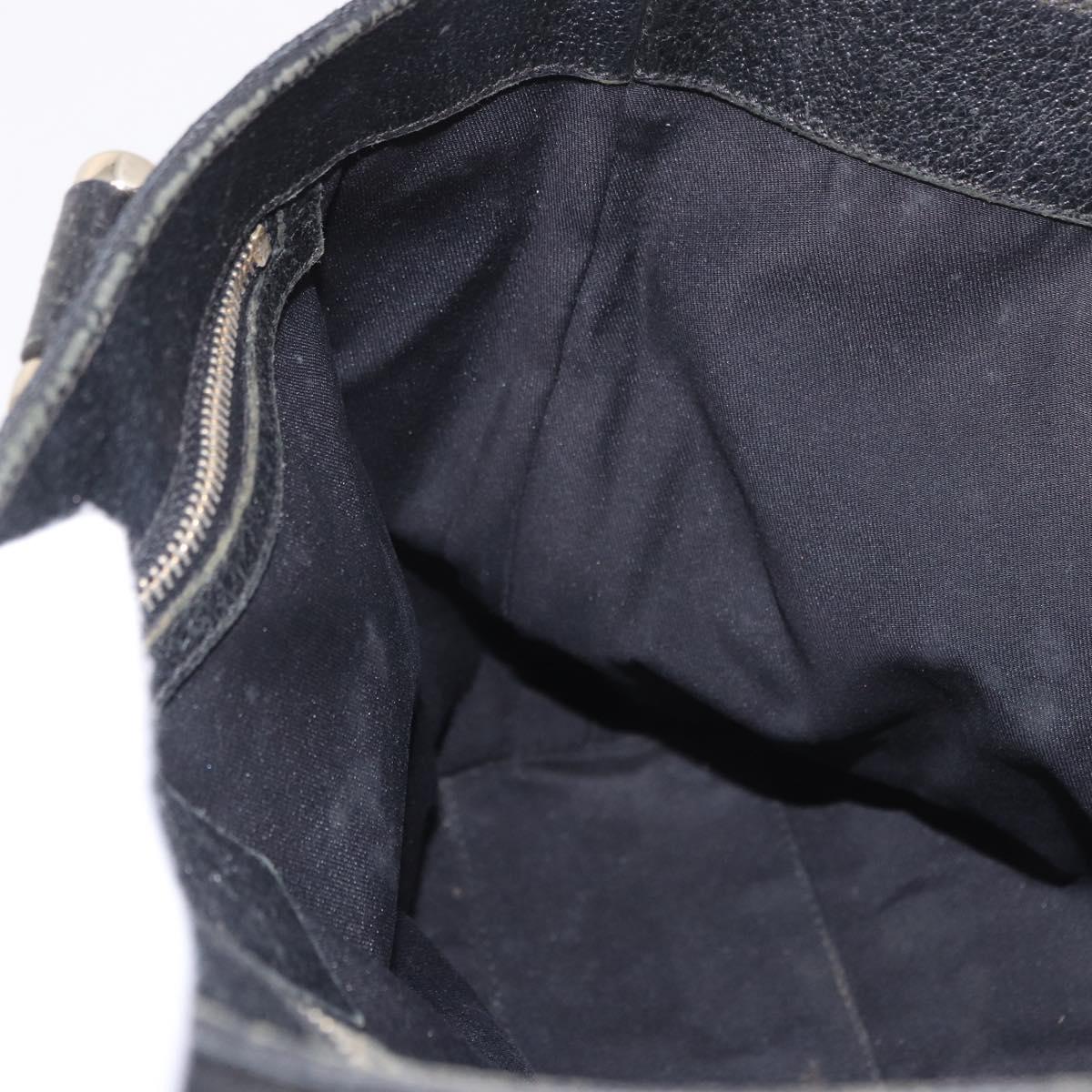 GUCCI GG Canvas Hand Bag Black Gold 153024 Auth 186680