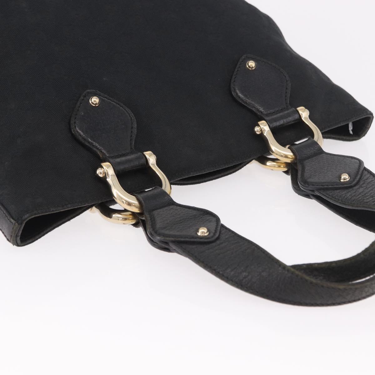 GUCCI GG Canvas Hand Bag Black Gold 153024 Auth 186680
