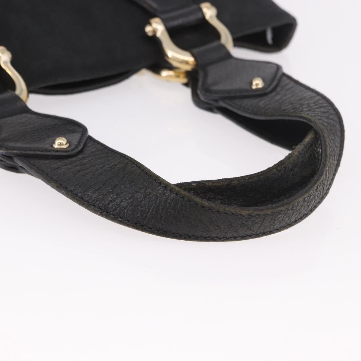 GUCCI GG Canvas Hand Bag Black Gold 153024 Auth 186680