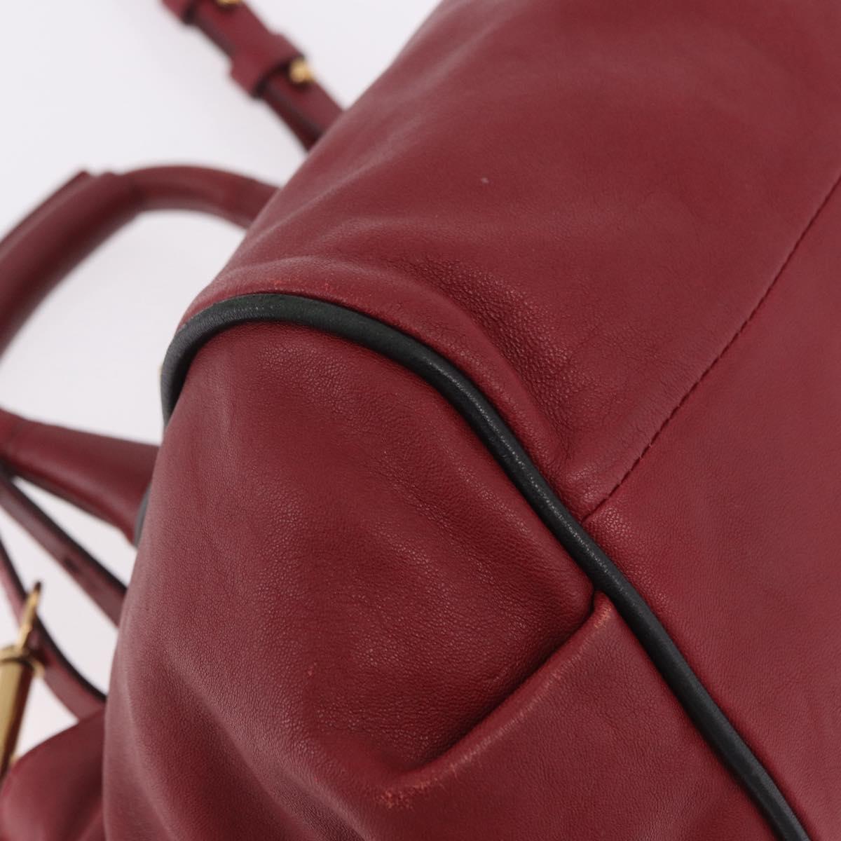 Chloe Etel Hand Bag Leather 2way Red Gold Auth 186692