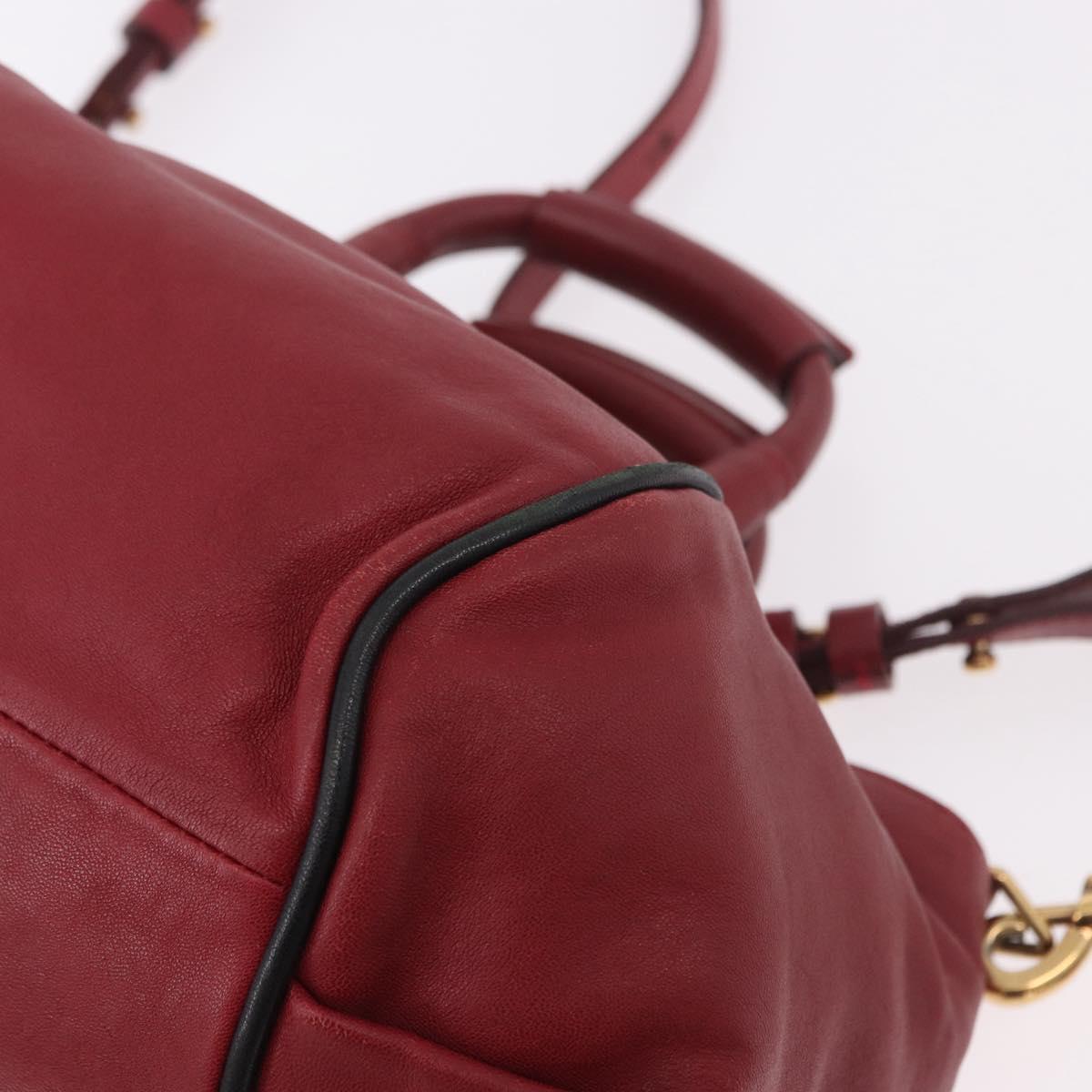 Chloe Etel Hand Bag Leather 2way Red Gold Auth 186692