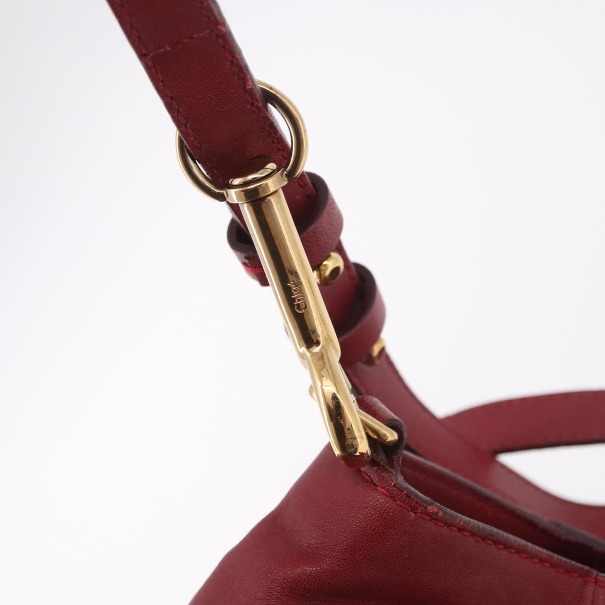 Chloe Etel Hand Bag Leather 2way Red Gold Auth 186692