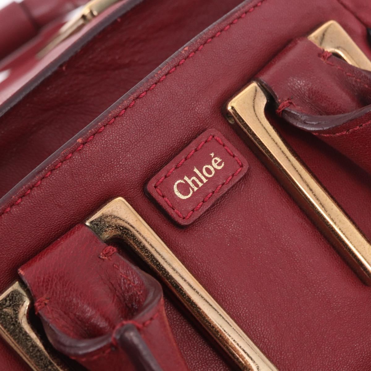 Chloe Etel Hand Bag Leather 2way Red Gold Auth 186692