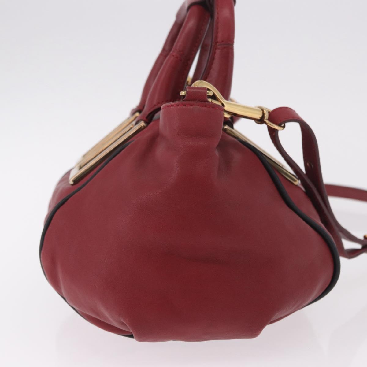 Chloe Etel Hand Bag Leather 2way Red Gold Auth 186692