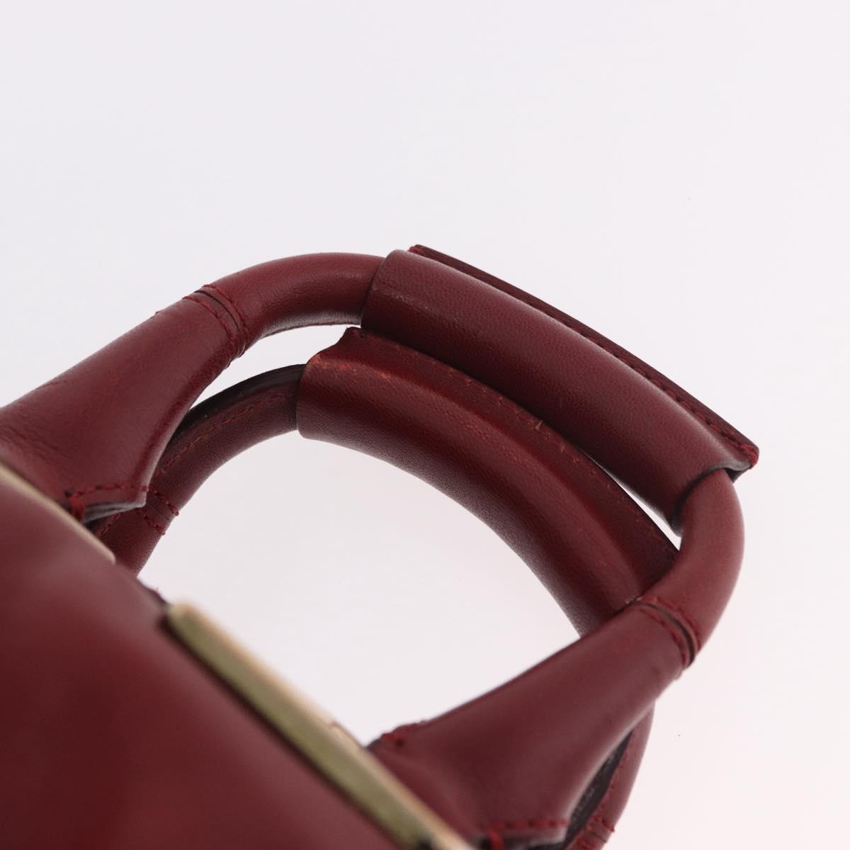 Chloe Etel Hand Bag Leather 2way Red Gold Auth 186692