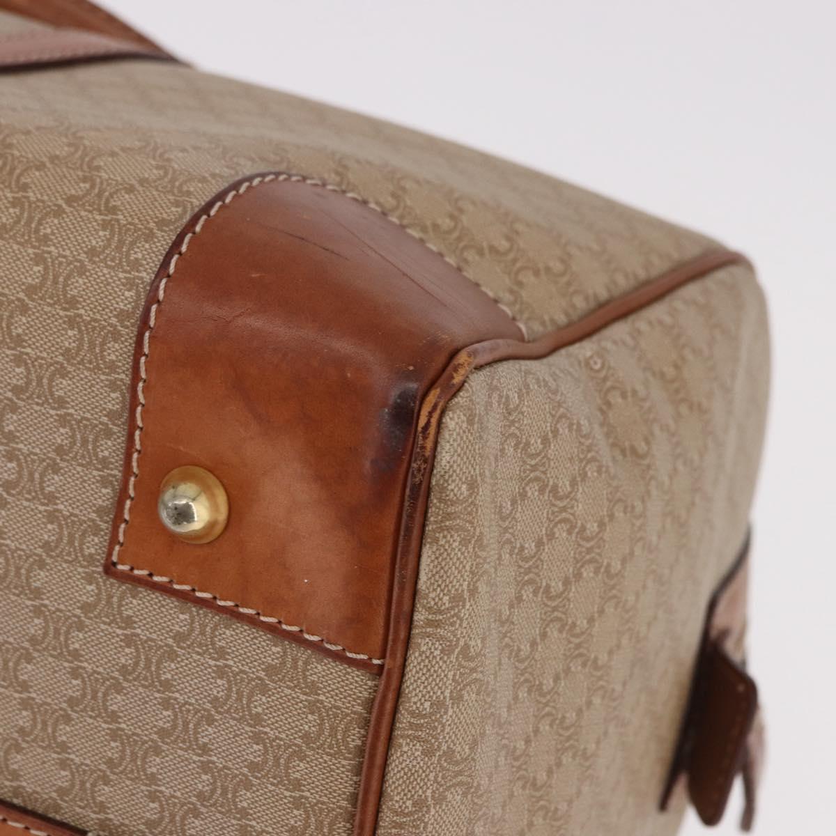 CELINE Macadam Canvas Hand Bag PVC Beige Gold Auth 186693