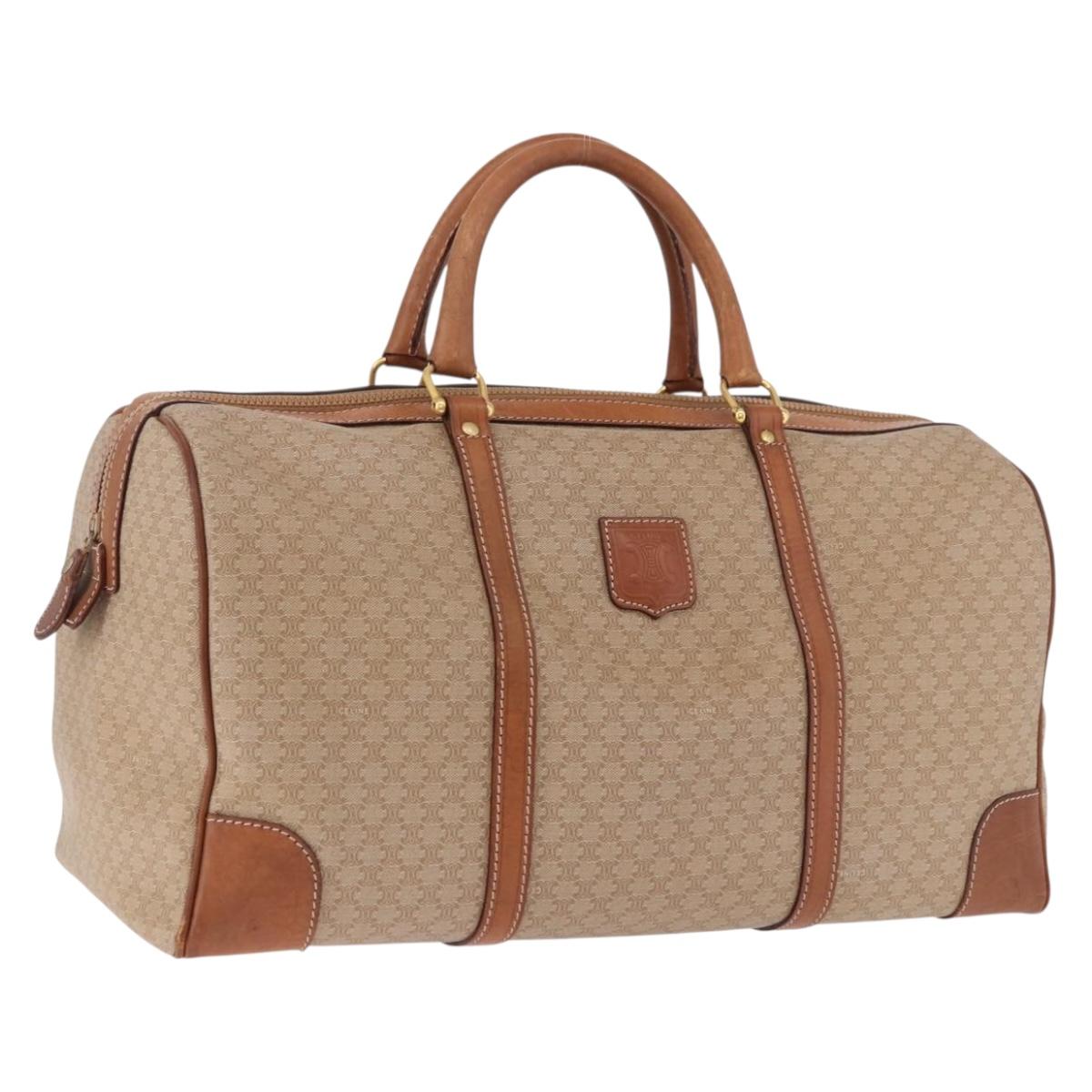CELINE Macadam Canvas Hand Bag PVC Beige Gold Auth 186693