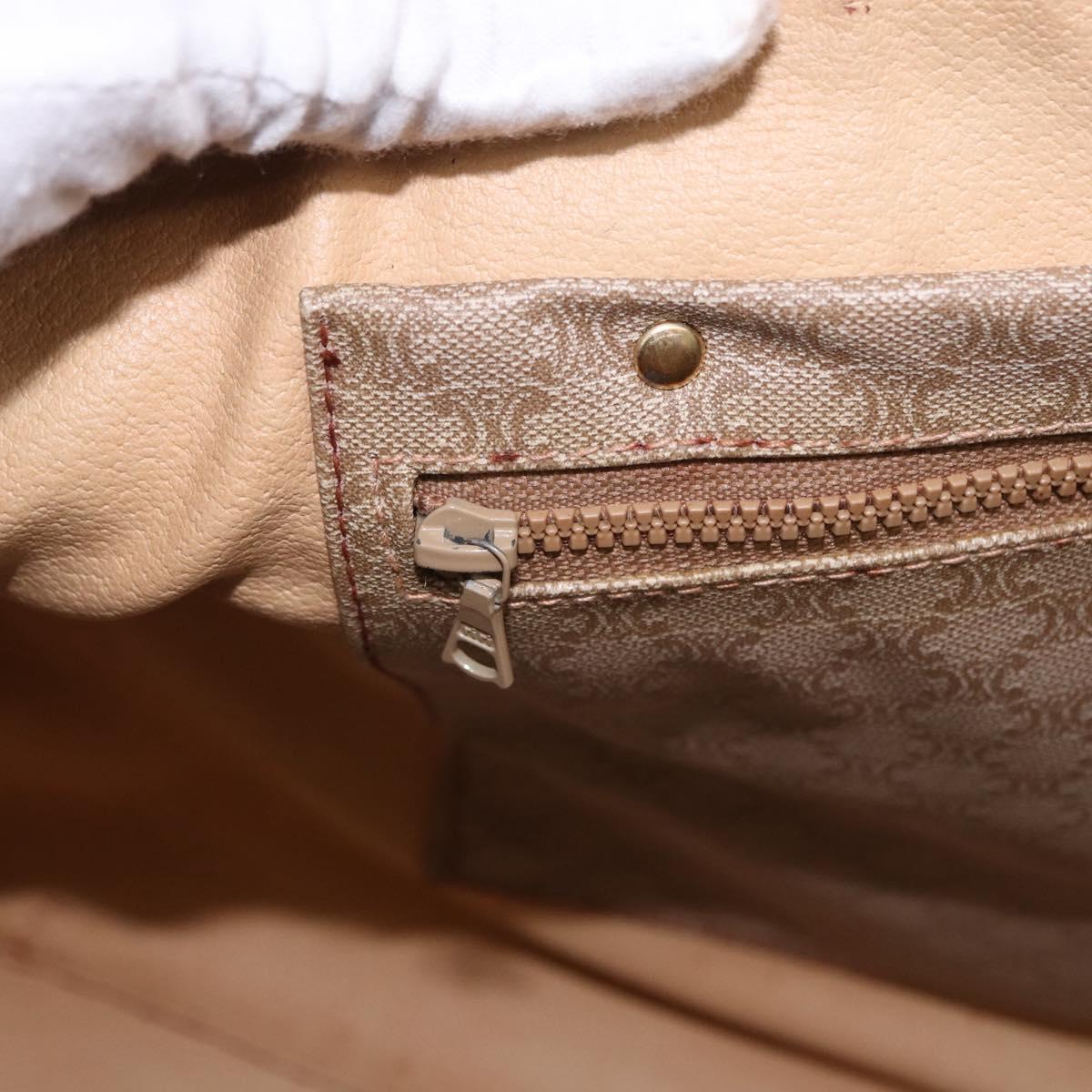 CELINE Macadam Canvas Hand Bag PVC Beige Gold Auth 186693