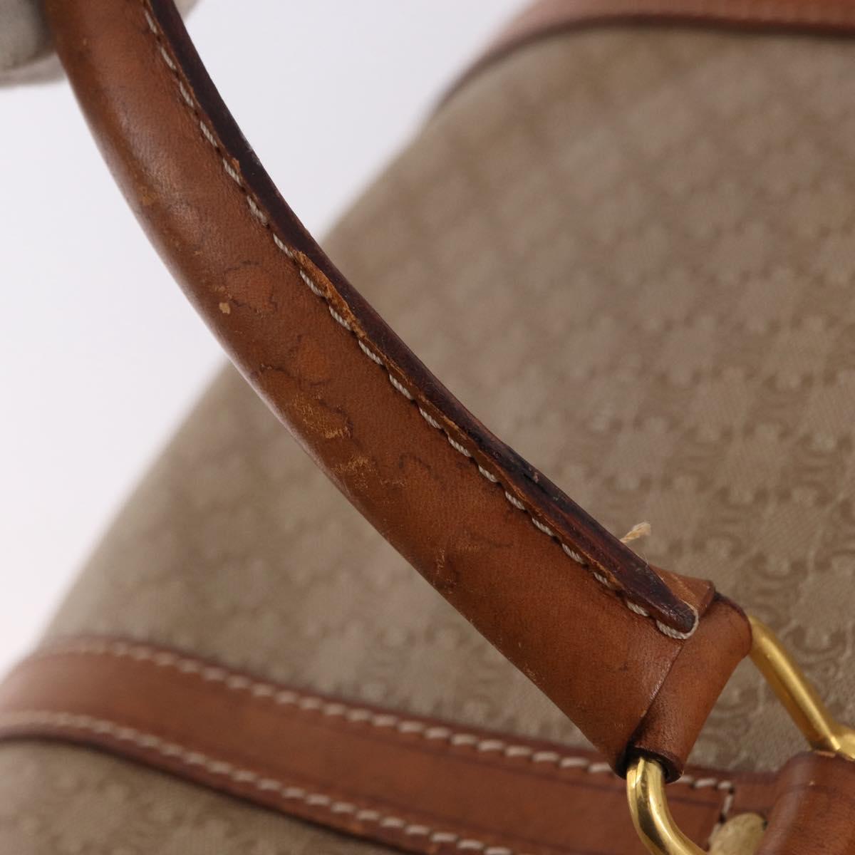 CELINE Macadam Canvas Hand Bag PVC Beige Gold Auth 186693