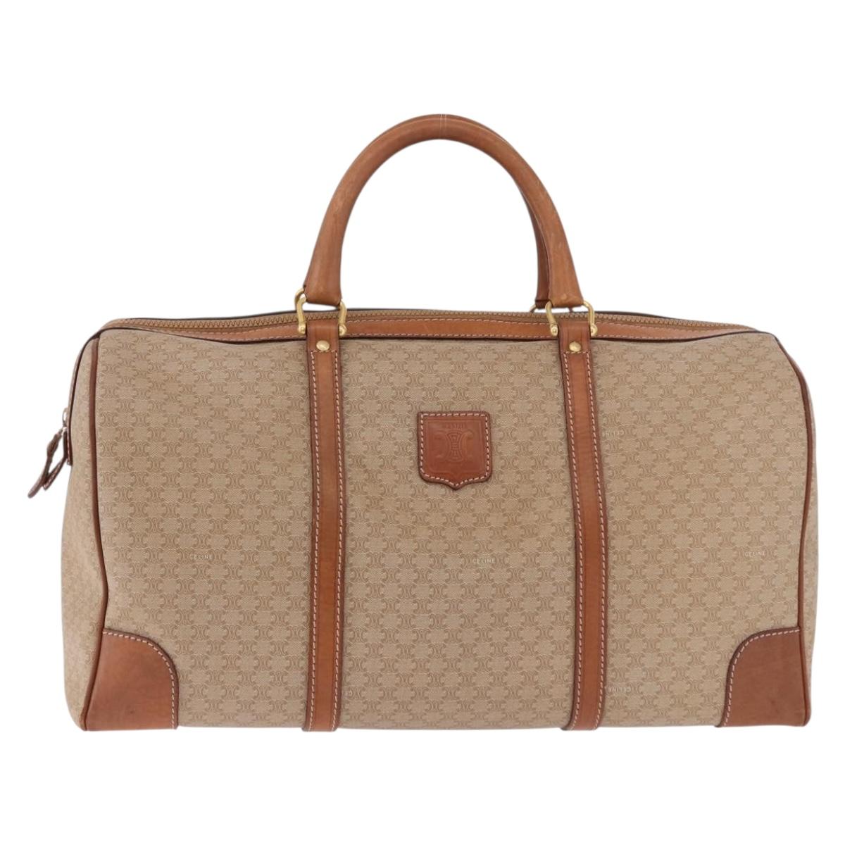 CELINE Macadam Canvas Hand Bag PVC Beige Gold Auth 186693