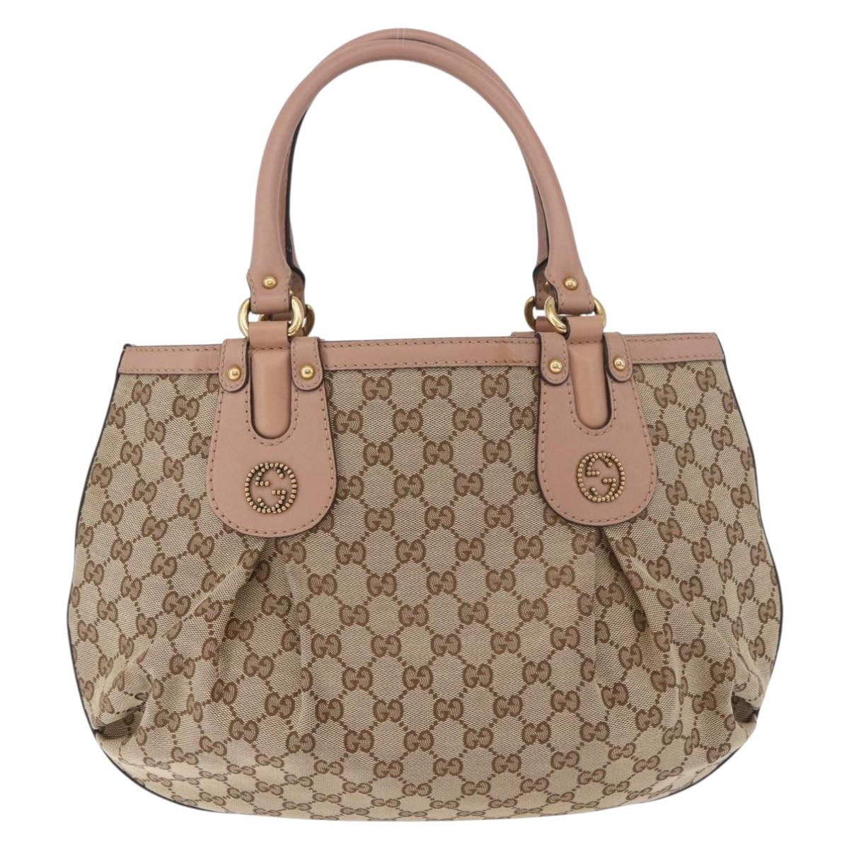GUCCI GG Canvas Tote Bag Beige Gold 269953 Auth 186704A