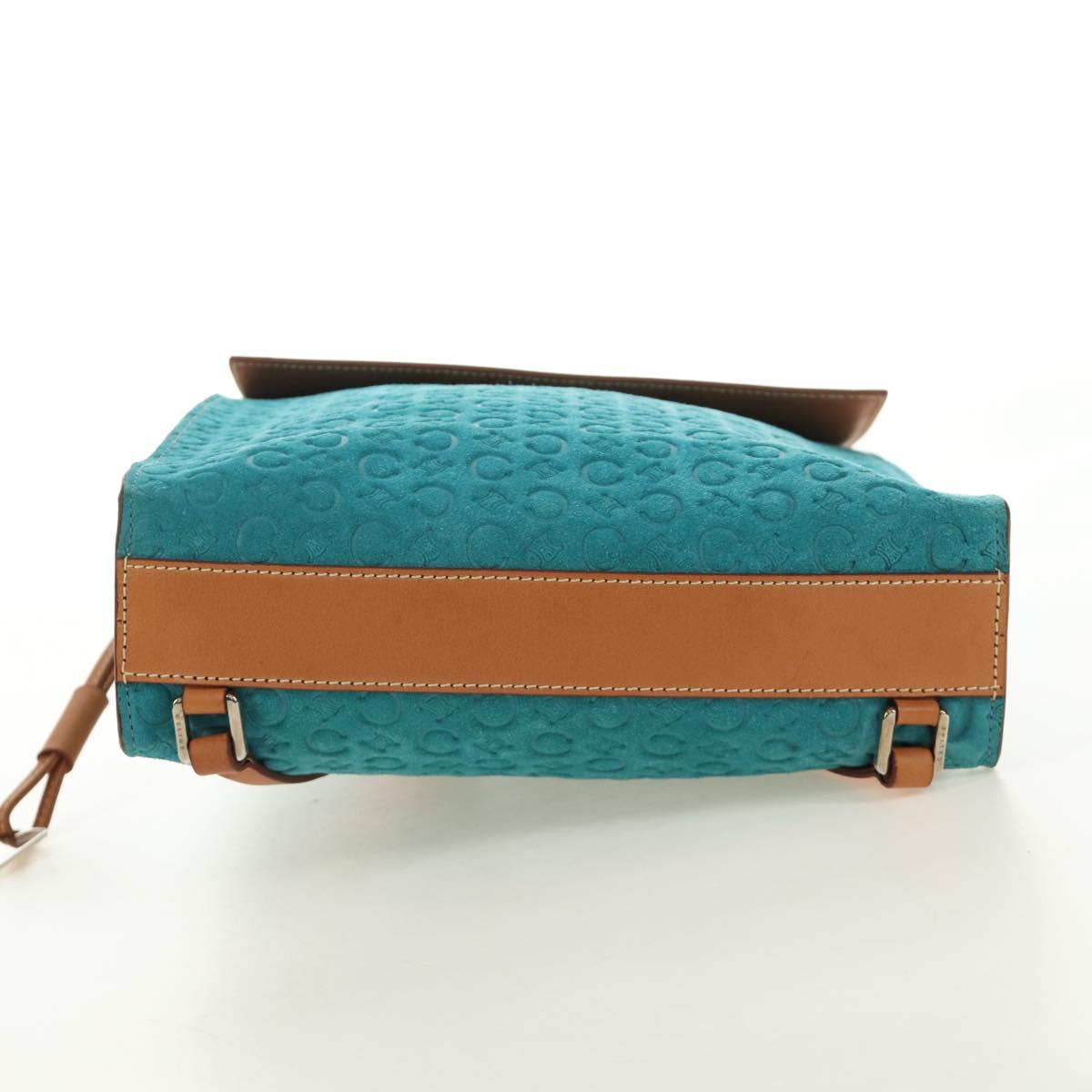 CELINE C Macadam Canvas Backpack Silver Turquoise Blue Auth 186708V