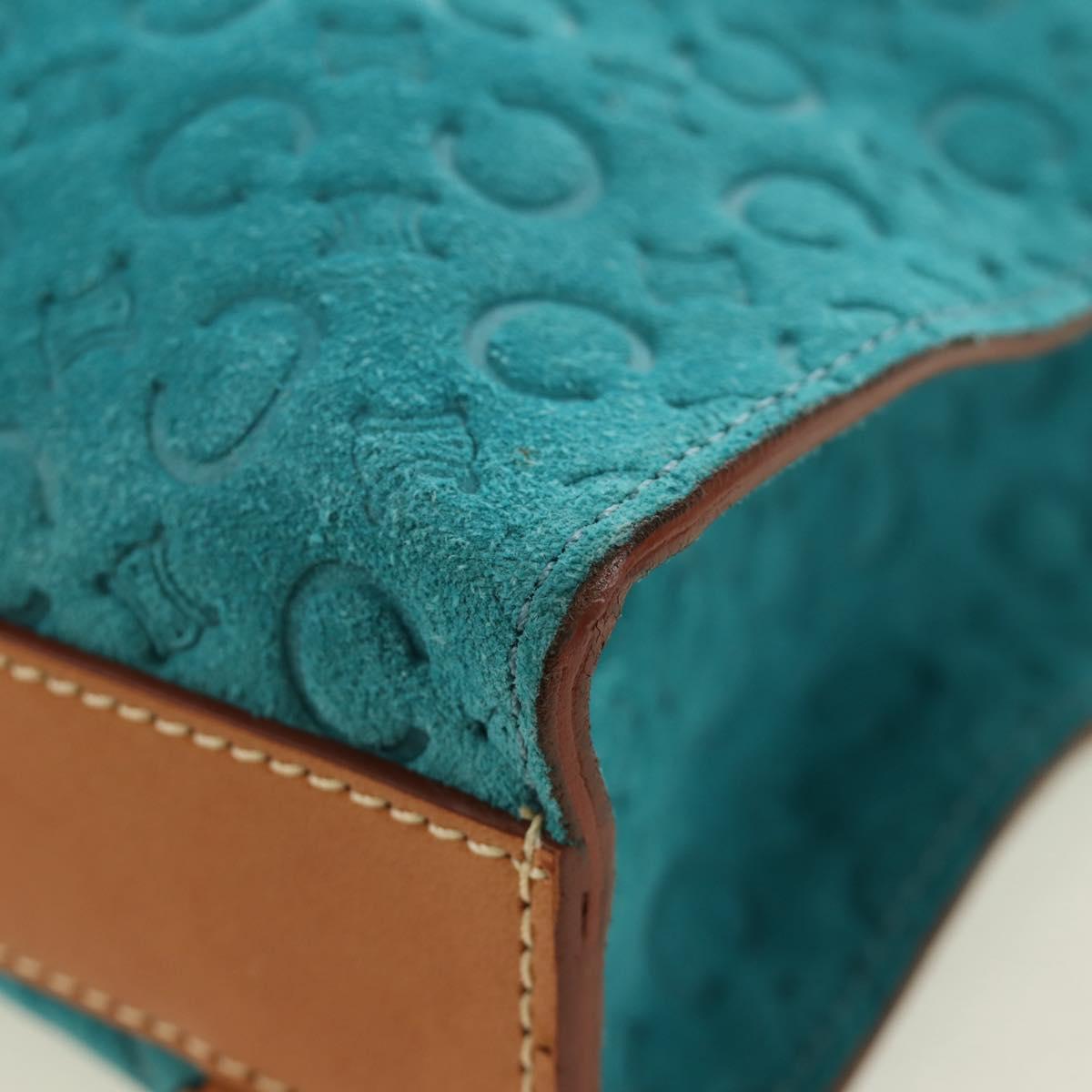 CELINE C Macadam Canvas Backpack Silver Turquoise Blue Auth 186708V