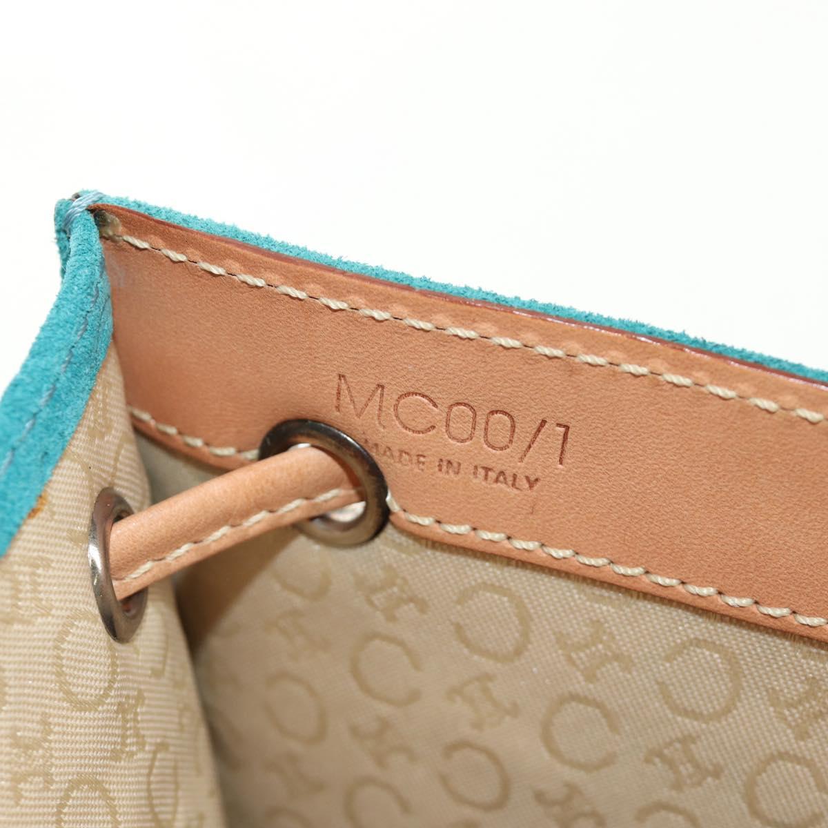 CELINE C Macadam Canvas Backpack Silver Turquoise Blue Auth 186708V