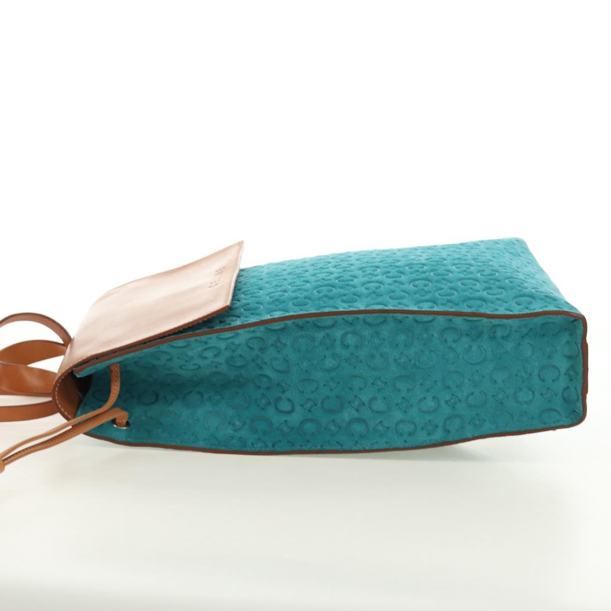 CELINE C Macadam Canvas Backpack Silver Turquoise Blue Auth 186708V
