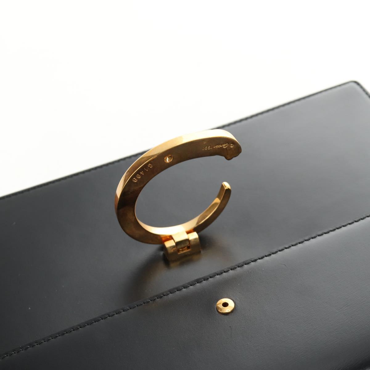 CARTIER PANTHERE Hand Bag Leather 2way Black Gold Auth 186710SAM