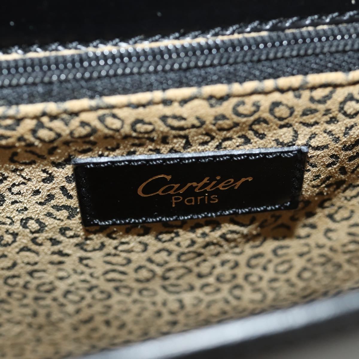 CARTIER PANTHERE Hand Bag Leather 2way Black Gold Auth 186710SAM