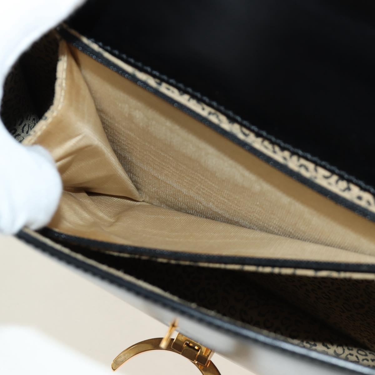 CARTIER PANTHERE Hand Bag Leather 2way Black Gold Auth 186710SAM