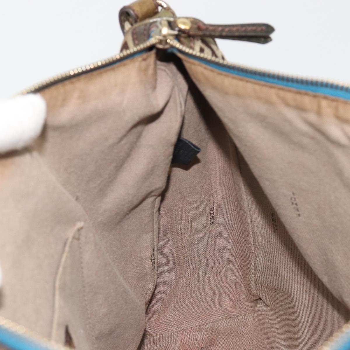 FENDI Zucchino Canvas Shoulder Bag Beige Gold 8BR531 Auth 186711V
