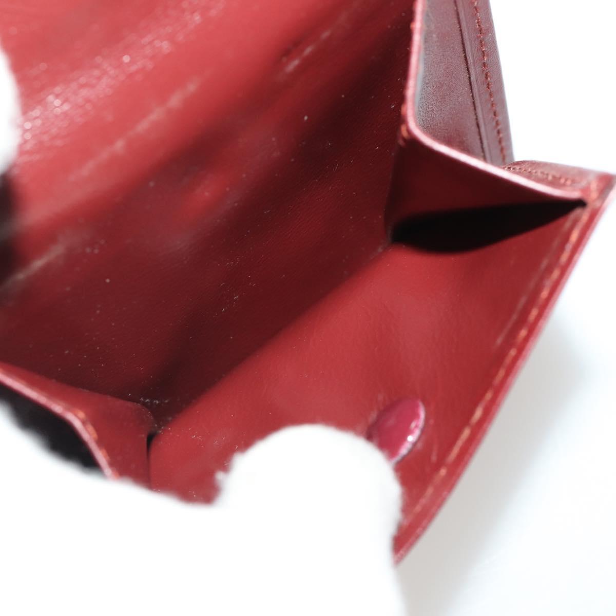 CARTIER Must Line Card Case Leather 6 Set Bordeaux Auth 186715