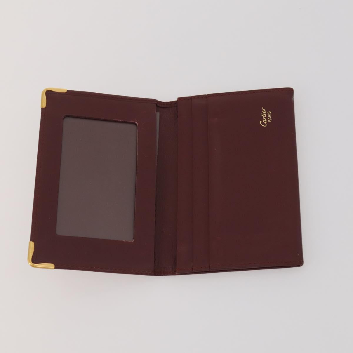CARTIER Must Line Card Case Leather 6 Set Bordeaux Auth 186715