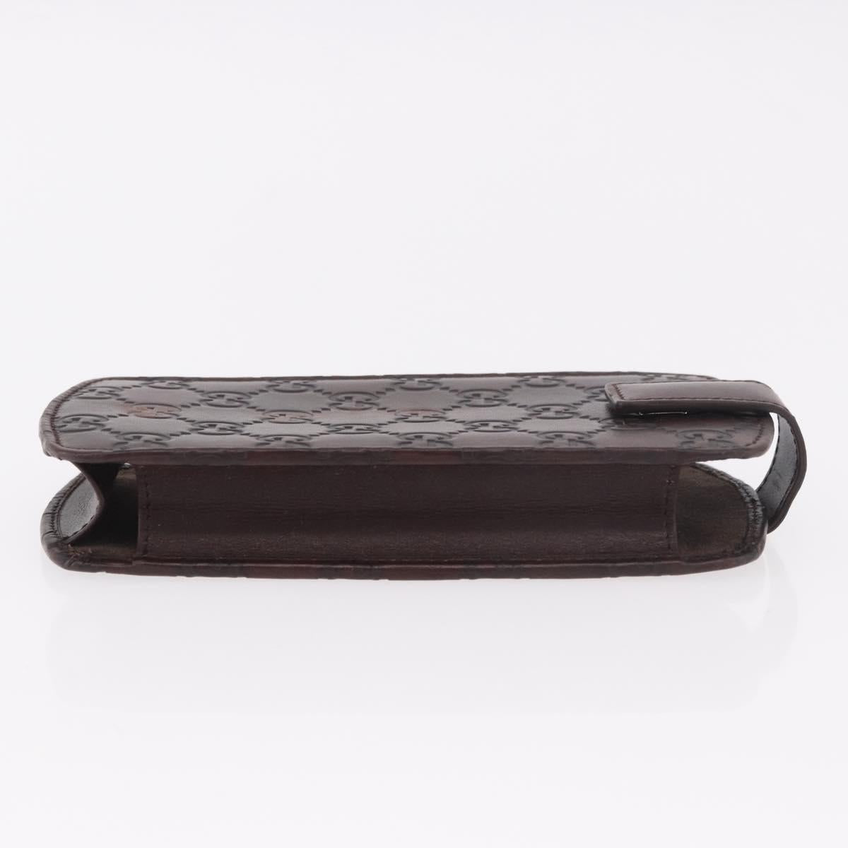 GUCCI Micro Guccissima GG Canvas Sunglass Case Leather Brown Gold Auth 186717