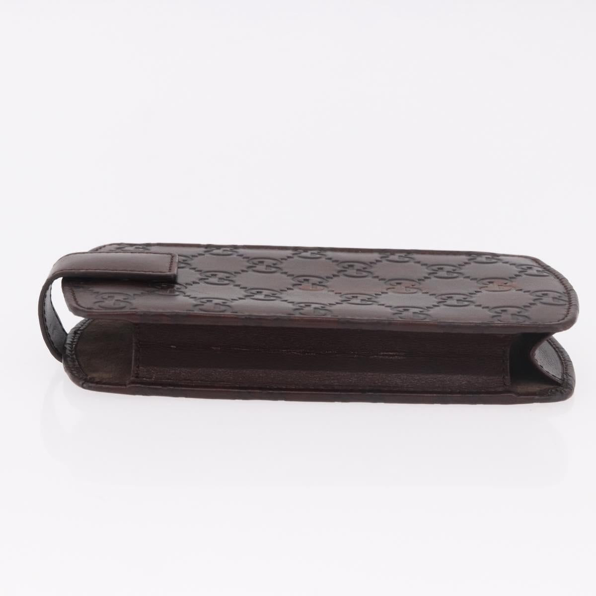 GUCCI Micro Guccissima GG Canvas Sunglass Case Leather Brown Gold Auth 186717