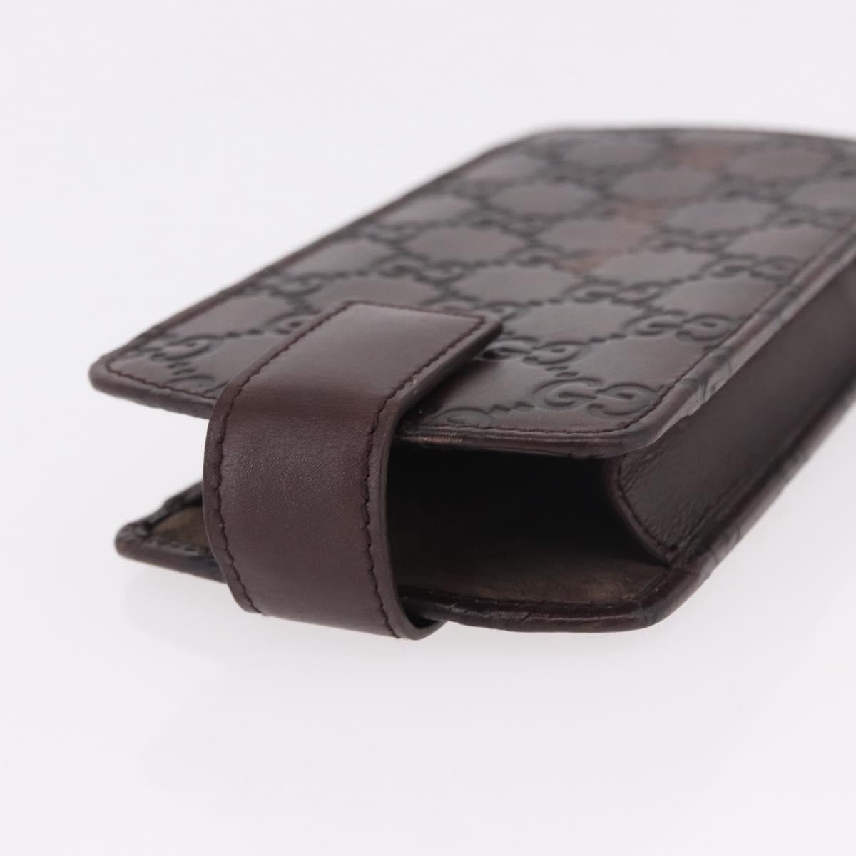 GUCCI Micro Guccissima GG Canvas Sunglass Case Leather Brown Gold Auth 186717