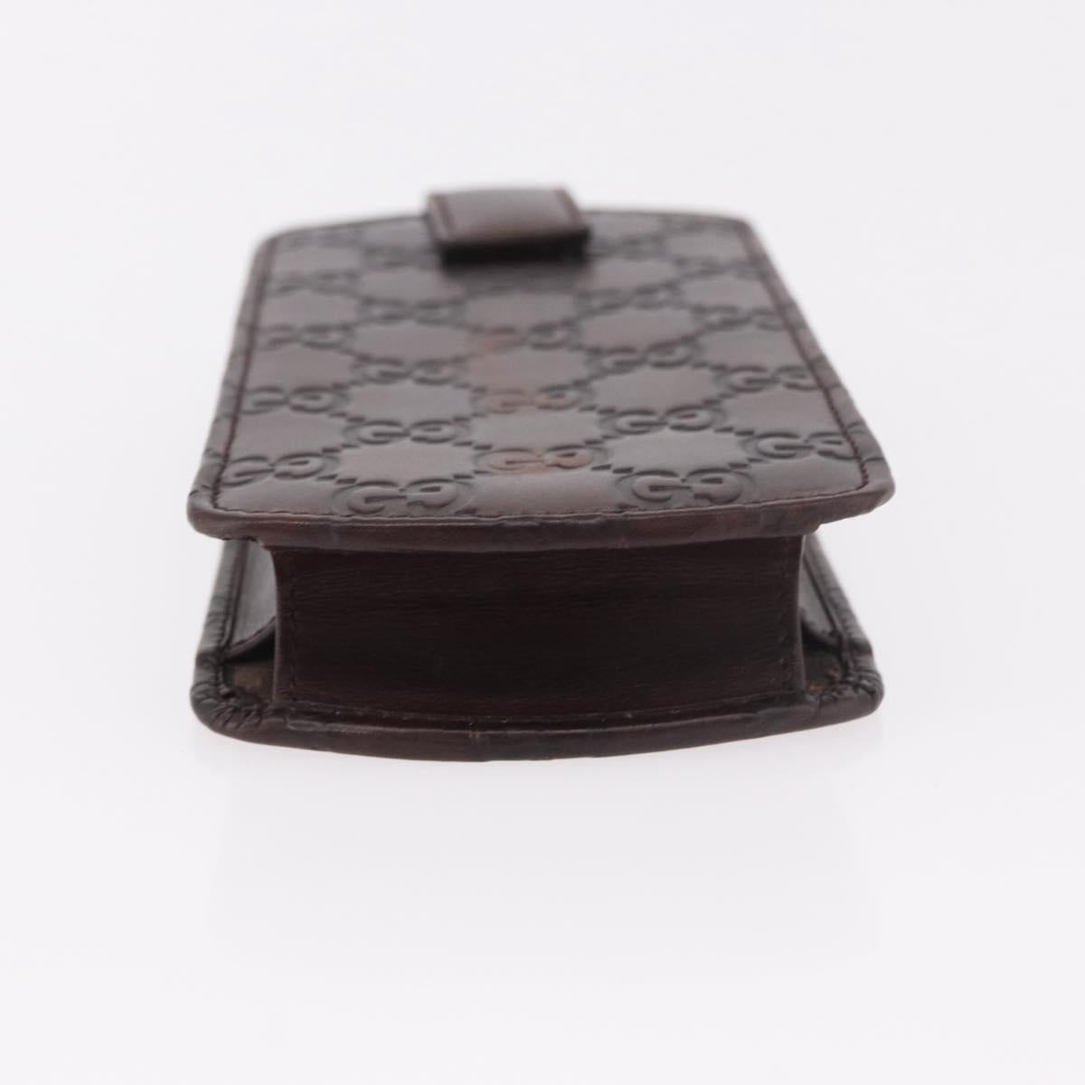 GUCCI Micro Guccissima GG Canvas Sunglass Case Leather Brown Gold Auth 186717