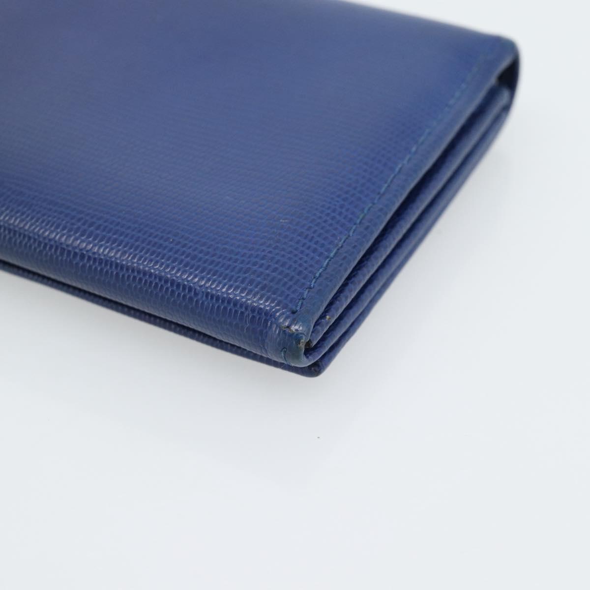 CELINE Long Wallet Leather Blue Gold Auth 186718A