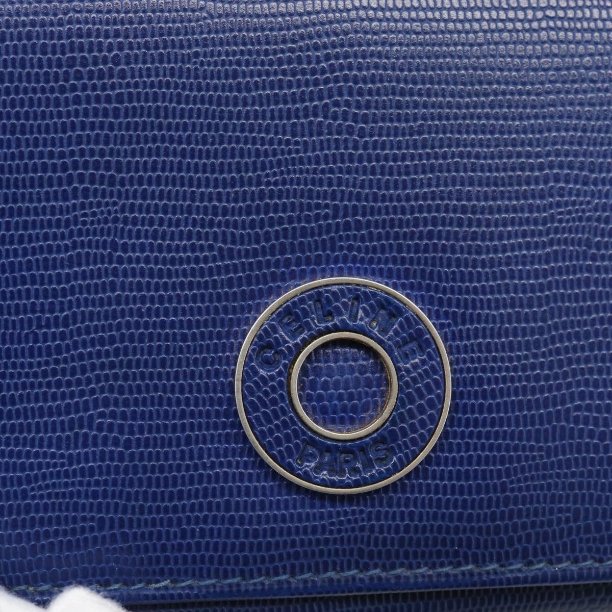 CELINE Long Wallet Leather Blue Gold Auth 186718A