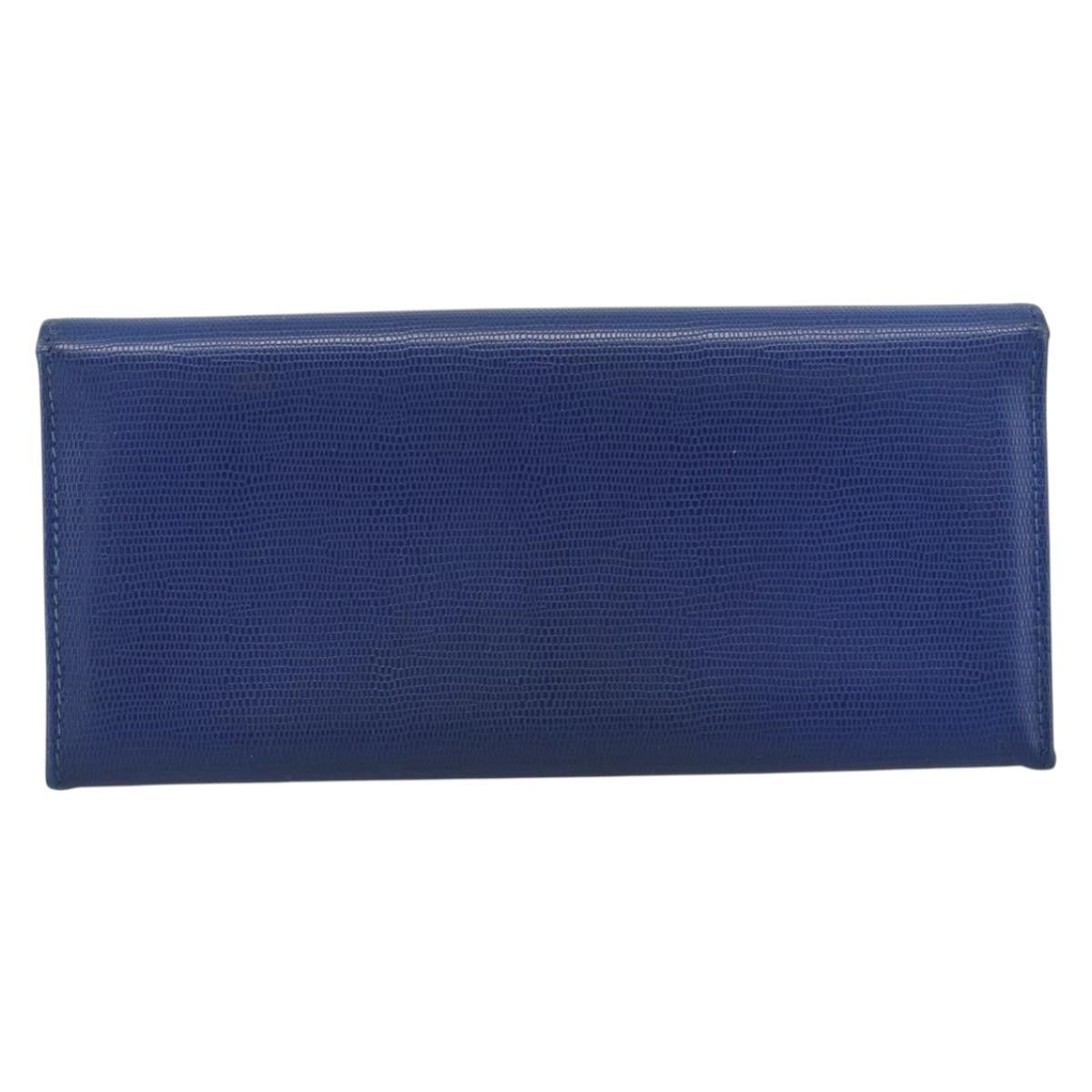 CELINE Long Wallet Leather Blue Gold Auth 186718A