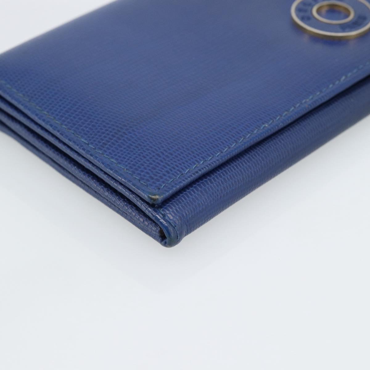 CELINE Long Wallet Leather Blue Gold Auth 186718A