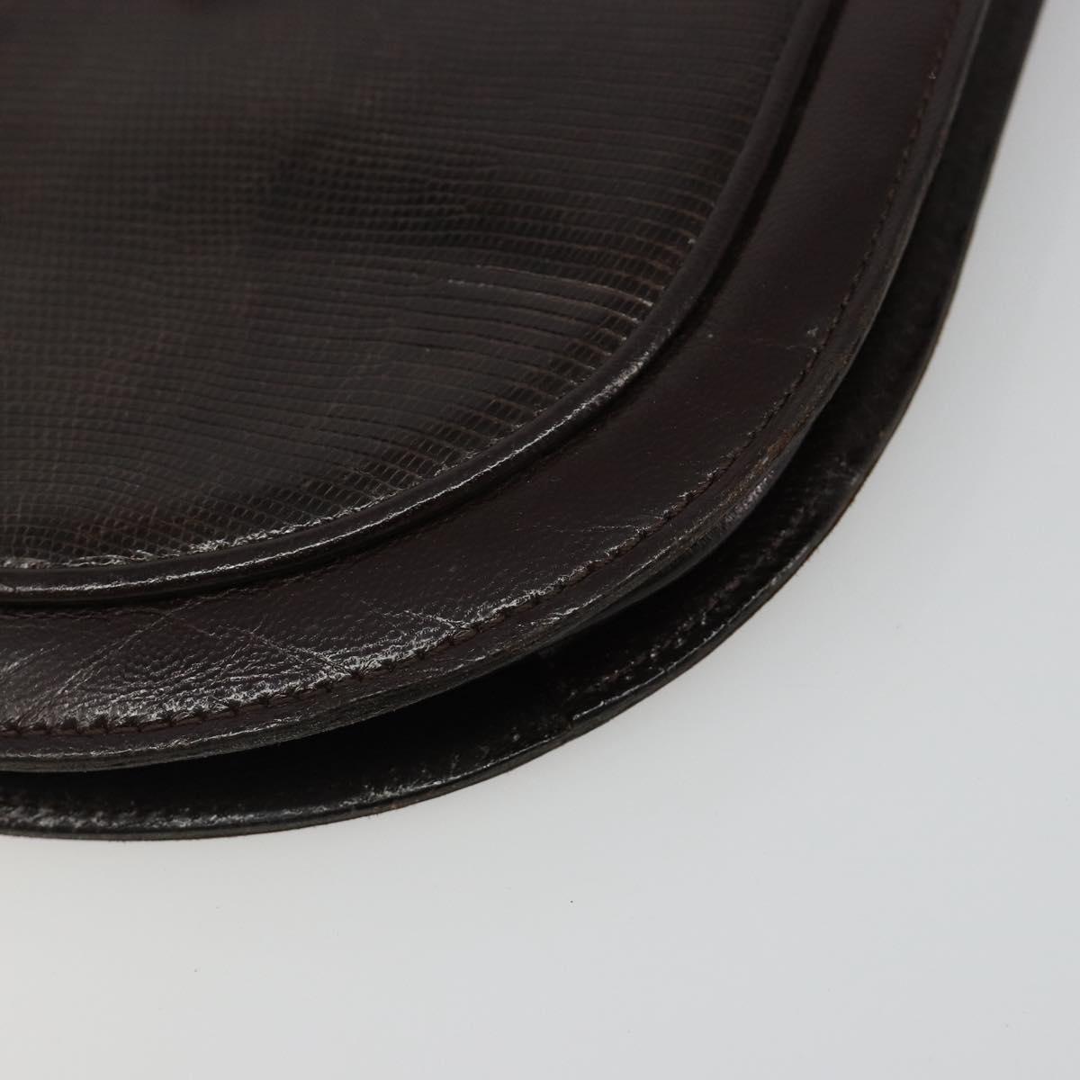 SAINT LAURENT Shoulder Bag Leather Brown Gold Auth 186801A