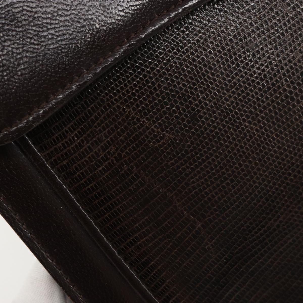 SAINT LAURENT Shoulder Bag Leather Brown Gold Auth 186801A