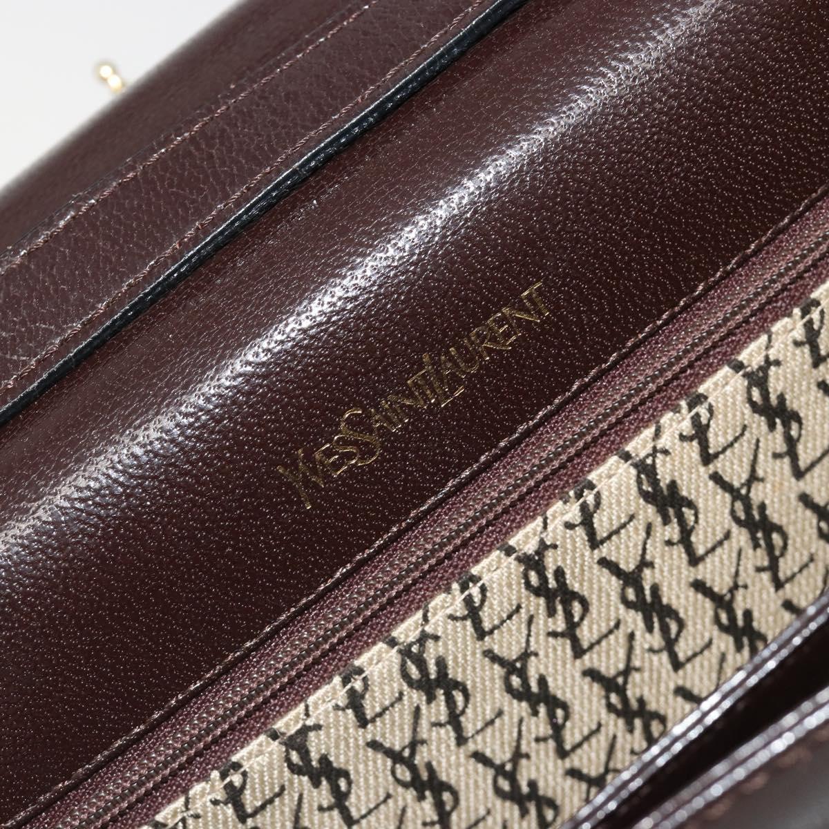 SAINT LAURENT Shoulder Bag Leather Brown Gold Auth 186801A