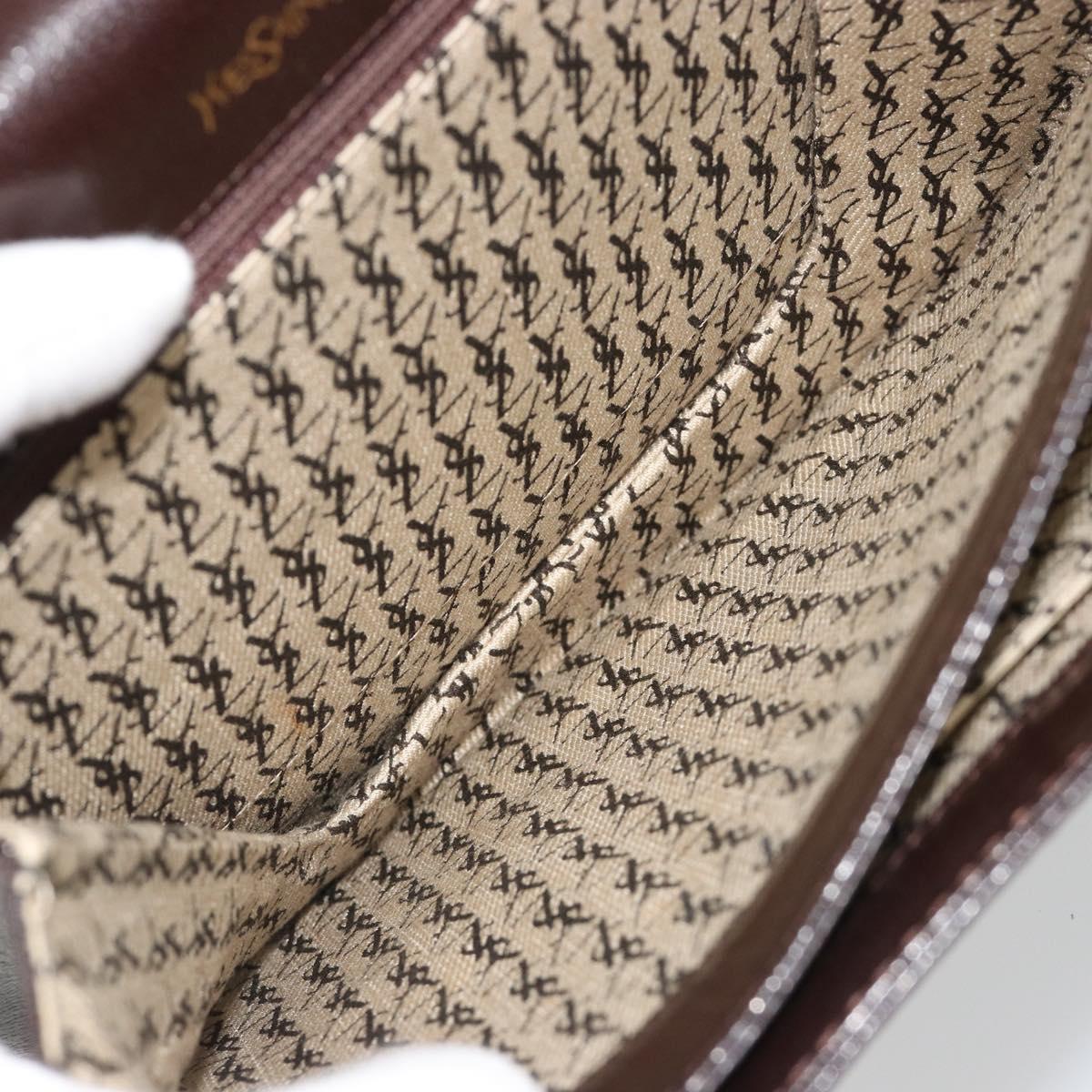 SAINT LAURENT Shoulder Bag Leather Brown Gold Auth 186801A