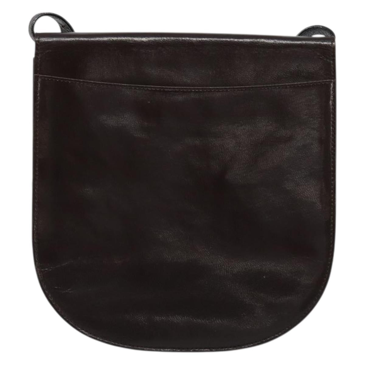 SAINT LAURENT Shoulder Bag Leather Brown Gold Auth 186801A