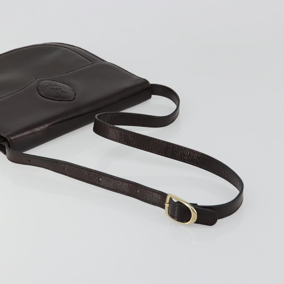 SAINT LAURENT Shoulder Bag Leather Brown Gold Auth 186801A