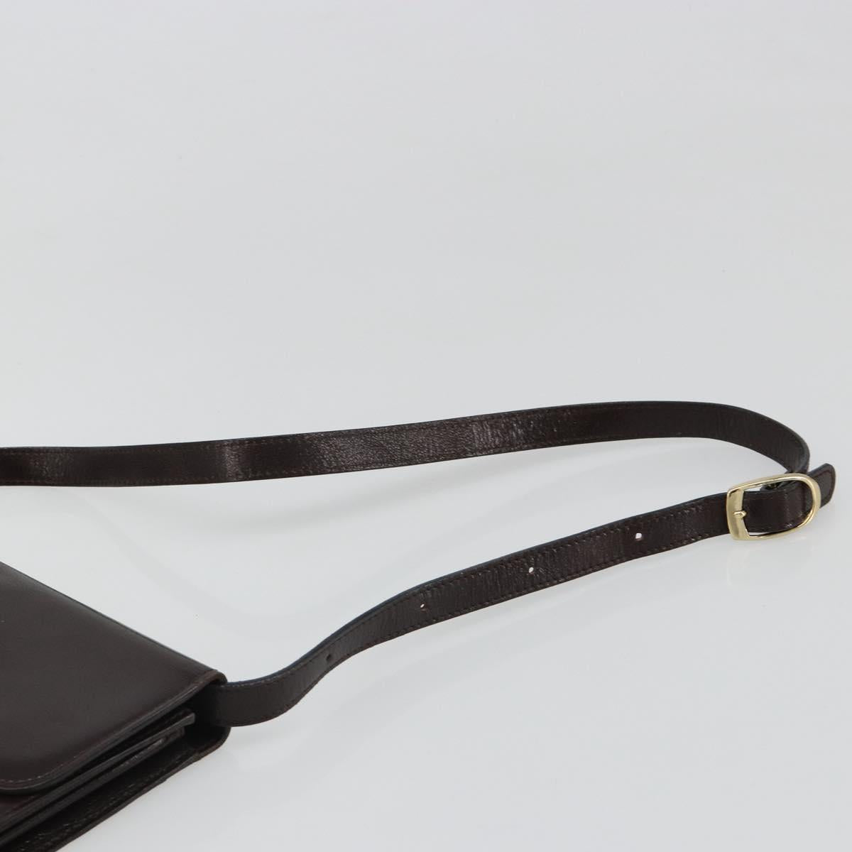 SAINT LAURENT Shoulder Bag Leather Brown Gold Auth 186801A