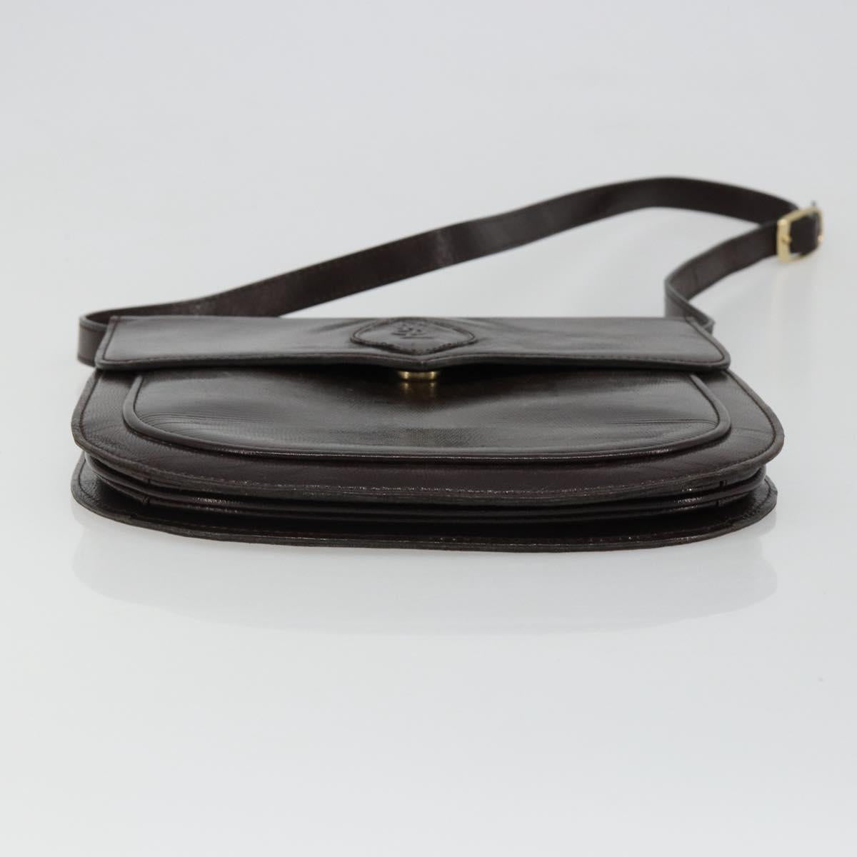 SAINT LAURENT Shoulder Bag Leather Brown Gold Auth 186801A