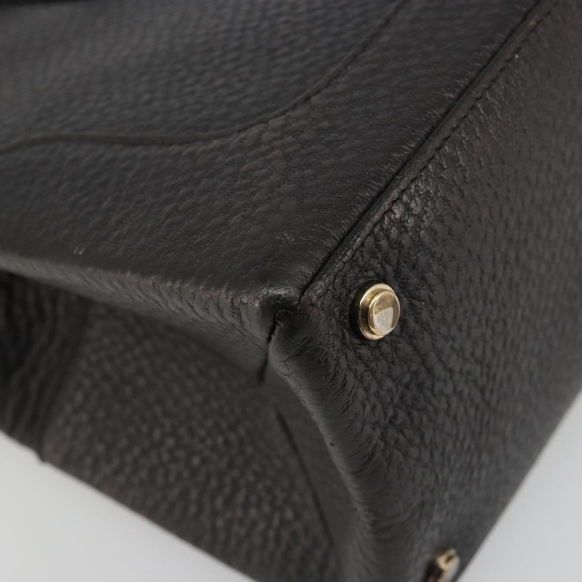 GUCCI Hand Bag Leather Black Gold 131325 Auth 186805A